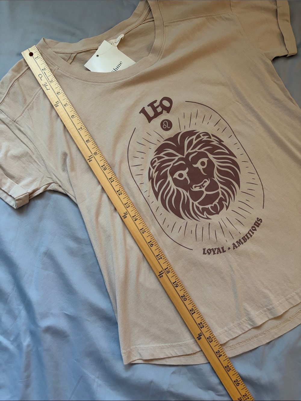 NWT Bohme short sleeve zodiac Leo tee |nude, brown | size medium - Picture 6 of 7